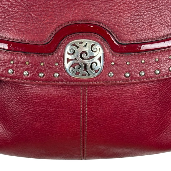 Y2K Brighton Bowie Red Leather Studded Shoulder Bag with Silver Heart Charm - Picture 5 of 16